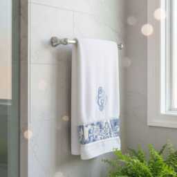 Monogrammed Toile Bath Towel Set/Absorbent 100% Cotton - thumbnail 2