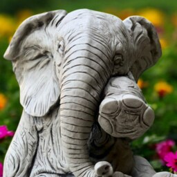 Sitting Elephant Figurine Outdoor Animal Ornament Stone For Garden Decor Concrete Statue Yard Cement Gift - thumbnail 4