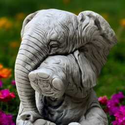 Sitting Elephant Figurine Outdoor Animal Ornament Stone For Garden Decor Concrete Statue Yard Cement Gift - thumbnail 3