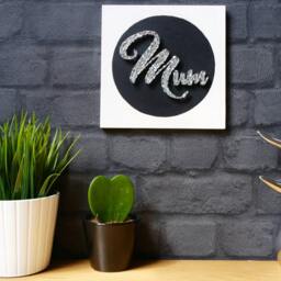Mum String Art Unique Handmade Gift Idea For Mother's Day Mum Sign Birthday Black & Silver Home Decor Wall Decoration Deeisfordaisy - thumbnail 1