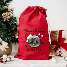 Personalised Christmas Stocking For Dogs, Custom Santa Sack Pets, Merry Woofmas Gifts, Presents Puppy Or Dog Lover Bag, Paws - thumbnail 2