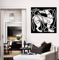 Wall Art Mural Decal Abstract Animal Dog in Celtic Style Decor For Living Room - #2477Dn - thumbnail 1