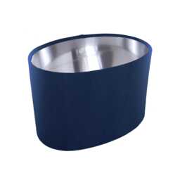 Navy Blue Oval Lampshade in Velvet With Silver Lining - thumbnail 1