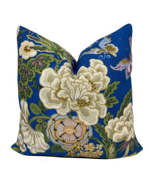 Sanderson Water Garden Emperor Peony Fabric Herbal Blue/Amber Cushion Cover Pillow - image 1