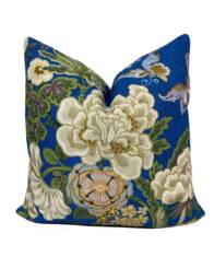 Sanderson Water Garden Emperor Peony Fabric Herbal Blue/Amber Cushion Cover Pillow - thumbnail 1