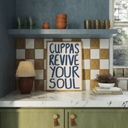 Tea Print, Kitchen Wall Art, Prints, Cuppas Revive Your Soul Poster, Handwritten Dining Room Decor, Lovers Gift - thumbnail 3