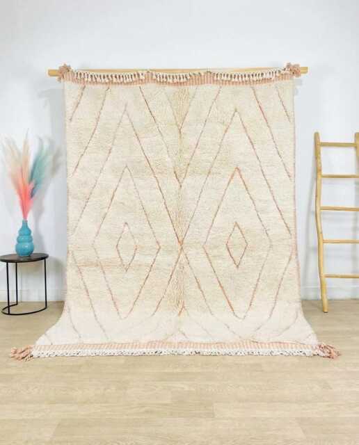 Hand Tufted Ivory Moroccan Berber Rug, White Wool Shag Boho Nursery Authentic Beni Ourain Carpet, Large 9x12 Area Rug - image 1
