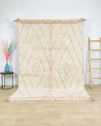 Hand Tufted Ivory Moroccan Berber Rug, White Wool Shag Boho Nursery Authentic Beni Ourain Carpet, Large 9x12 Area Rug - thumbnail 1