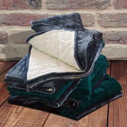 Lap Quilt, Blanket, Velvet Throw Cozy Pick Stitch Green Grey Housewarming Gift, Bed Scarf Present - thumbnail 3