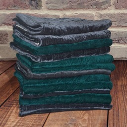 Lap Quilt, Blanket, Velvet Throw Cozy Pick Stitch Green Grey Housewarming Gift, Bed Scarf Present - thumbnail 2