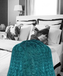 Lap Quilt, Blanket, Velvet Throw Cozy Pick Stitch Green Grey Housewarming Gift, Bed Scarf Present - thumbnail 1