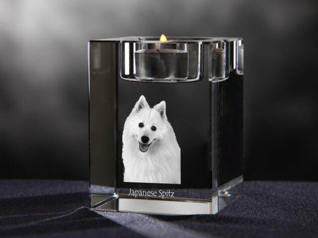 Japanese Spitz - Crystal Candlestick With Dog, Souvenir, Decoration, Limited Edition, Collection - image 1