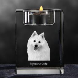 Japanese Spitz - Crystal Candlestick With Dog, Souvenir, Decoration, Limited Edition, Collection - thumbnail 3