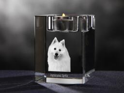 Japanese Spitz - Crystal Candlestick With Dog, Souvenir, Decoration, Limited Edition, Collection - thumbnail 1