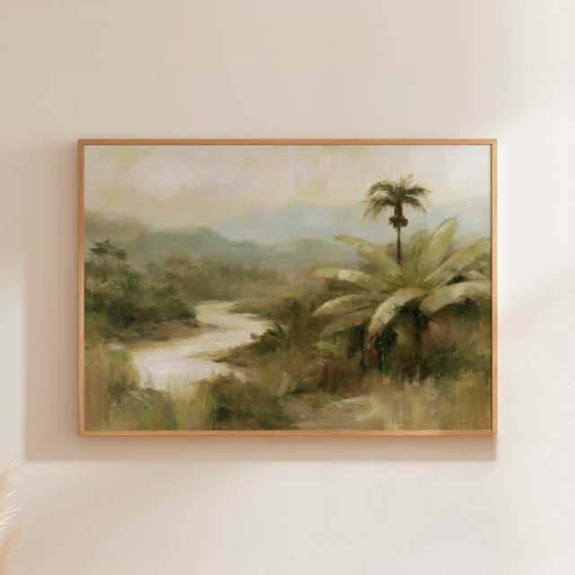 Jungle River Poster, Tropical Valley Print, Nature Wall Art, Paper - image 1