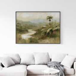 Jungle River Poster, Tropical Valley Print, Nature Wall Art, Paper - thumbnail 3