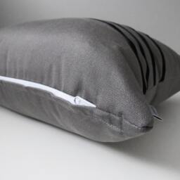 Decorative Gray Outdoor Sunbrella?? Pillow Cover With Black & White Geometric Design, Modern Cushions For Pool Loungers/Patio Chairs - thumbnail 3
