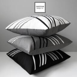 Decorative Gray Outdoor Sunbrella?? Pillow Cover With Black & White Geometric Design, Modern Cushions For Pool Loungers/Patio Chairs - thumbnail 4