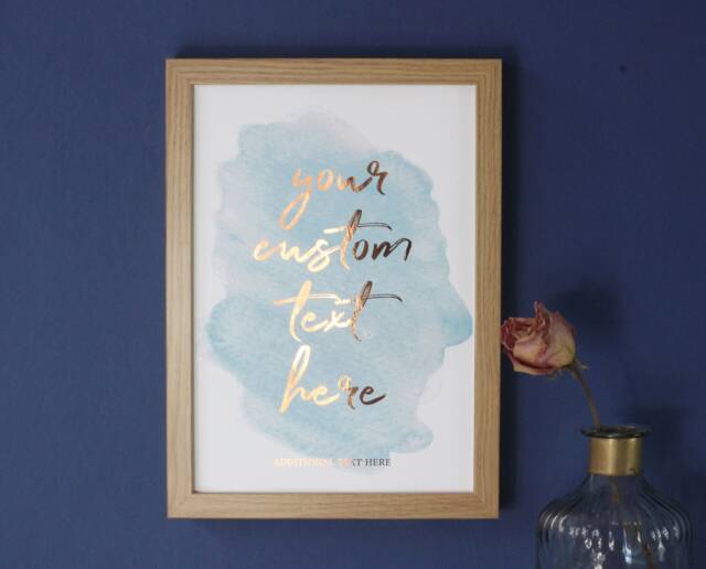 Custom Quote Print, Foil Personalised Wall Art, Sign, Text Print in Gold Foil, Poem Song Lyrics - image 1