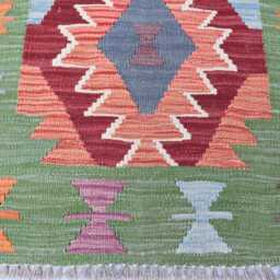 Handmade Afghan Kilim Runner Rug Vintage Wool Flatweave - 6.5x2.1 Ft - thumbnail 3