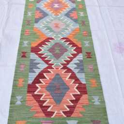 Handmade Afghan Kilim Runner Rug Vintage Wool Flatweave - 6.5x2.1 Ft - thumbnail 4