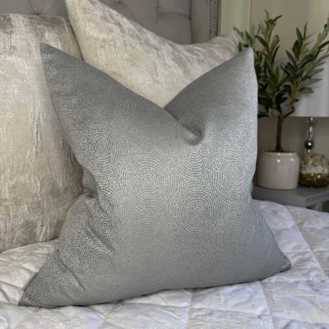 Elegant Grey - Silver Shimmer Scatter Cushion Cover - Luxury Designer Fabric For Sofa Bed Decor - image 1
