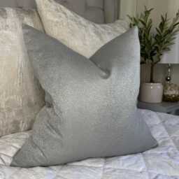 Elegant Grey - Silver Shimmer Scatter Cushion Cover - Luxury Designer Fabric For Sofa Bed Decor - thumbnail 1