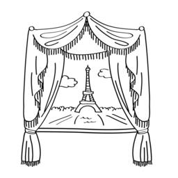 Eiffel Tower Window View Doodle - Paris Wall Decal - thumbnail 2