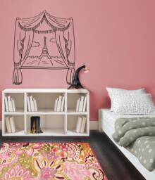 Eiffel Tower Window View Doodle - Paris Wall Decal - thumbnail 1