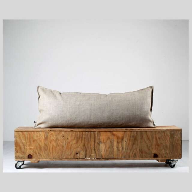Long Linen Lumbar Throw Pillow Cover - Natural Shade Pillowcase Handmade - image 1