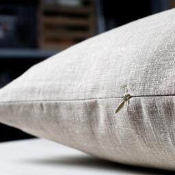 Long Linen Lumbar Throw Pillow Cover - Natural Shade Pillowcase Handmade - thumbnail 3