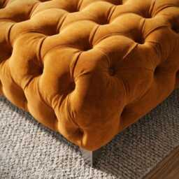 Beautifully Hand Crafted Chesterfield Plush Velvet Footstool - Chrome Metal Legs, Ottoman Coffee Table - thumbnail 3