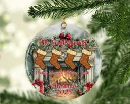 Personalised Family Christmas Ornament 2025 Hanging Stockings Bauble Ceramic Or Mdf Acrylic Disc