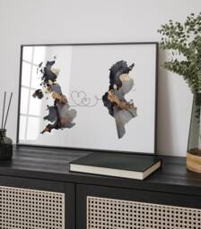 Britain & Tunisia Map Black & Gold Travel Wall Art Print - United Kingdom UK - thumbnail 1