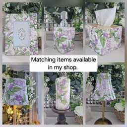 Indoor Plant Pot. Beautiful Purple & Lilac Wisteria Floral Decoupaged Terracotta Available in Three Sizes - thumbnail 4