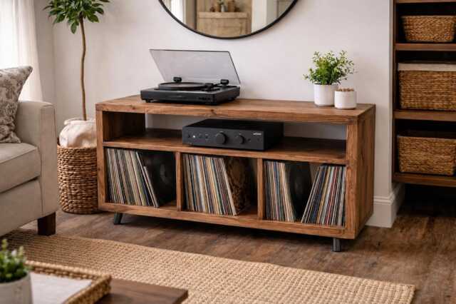 Handmade Rustic Record Cabinet - Custom Vinyl Storage Unit Solid Wood Lp - image 1