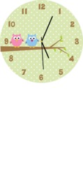 Owls Wall Clock - Green Background With Polka Dots - thumbnail 1