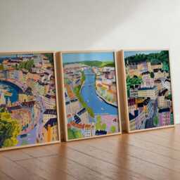 Set Of 3 Bristol Posters, England City Prints, UK Travel Wall Art, Poster Set, Urban Landscape Modern Cityscape Decor - thumbnail 3