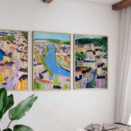 Set Of 3 Bristol Posters, England City Prints, UK Travel Wall Art, Poster Set, Urban Landscape Modern Cityscape Decor - thumbnail 2