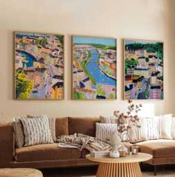 Set Of 3 Bristol Posters, England City Prints, UK Travel Wall Art, Poster Set, Urban Landscape Modern Cityscape Decor - thumbnail 1