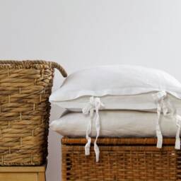 Linen Bedding Set, White Linen With Ties - thumbnail 4