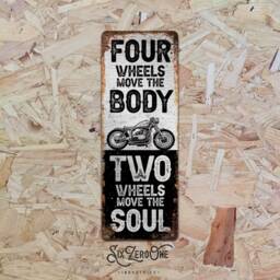 Two Wheels Move The Soul Metal Sign - Brushed Silver Vintage Worn Rusty Look Print Biker Garage Shed Hog Chopper Bobber Cafe - thumbnail 2