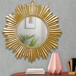 Armanda Luxury Decorative Wall Mirror/Unique Sunburst Round Handmade Elegant Modern Gold