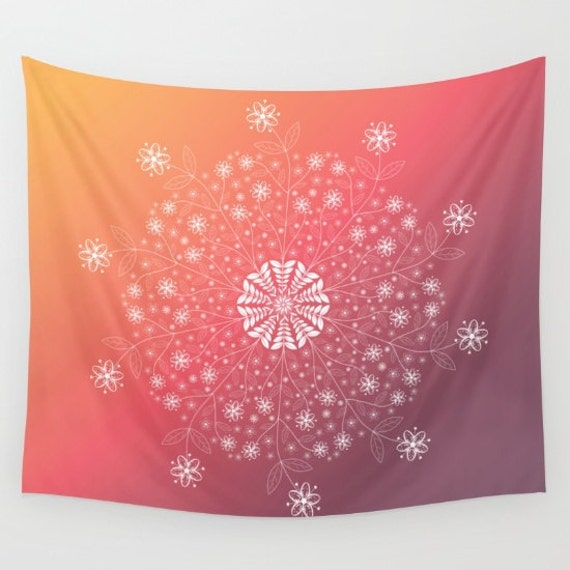 Mandala Wall Hanging, Gradient Tapestry, Floral Decor, Bohemian Tapestries, Indie Decor, Yoga Decor - image 1