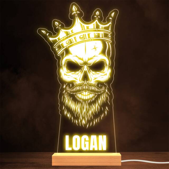 Skull With Beard & Crown Grunge Gothic Style Personalised Gift Lamp Night Light - image 1