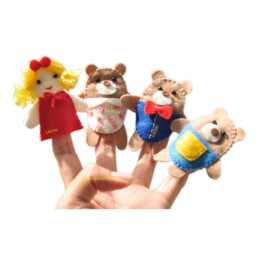 Felt Finger Puppets - Goldilocks & Three Bears - Set Of 4 Pcs - Nursery Rhyme Storytelling, Educational Play Set, Toddler Toys - thumbnail 1