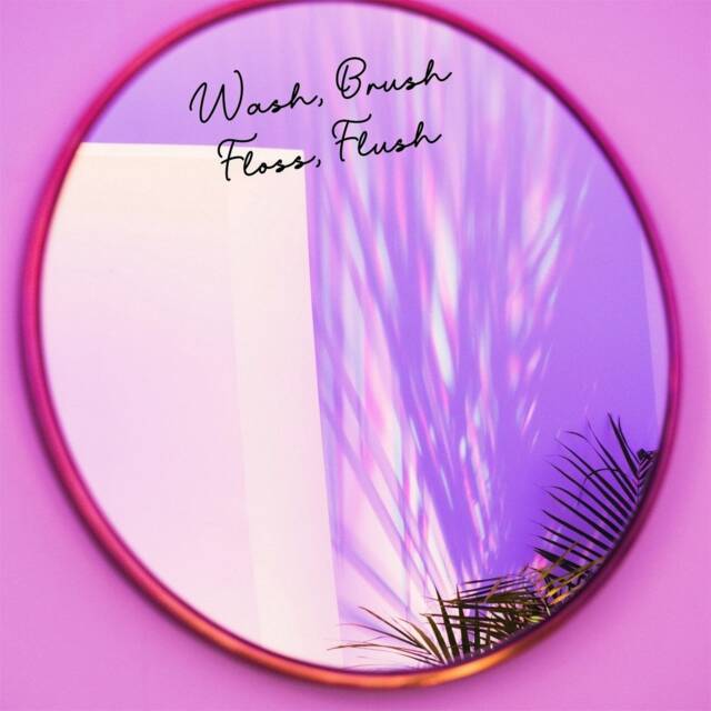 Wash Brush Floss Flush Sticker, Mirror Decal, Bathroom Sticker Decoration - image 1