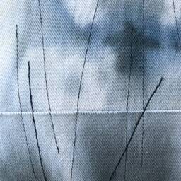 Blue & Grey Hand Dyed White Denim With Stitch Detail, Style 2 - thumbnail 2