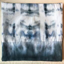 Blue & Grey Hand Dyed White Denim With Stitch Detail, Style 2 - thumbnail 3