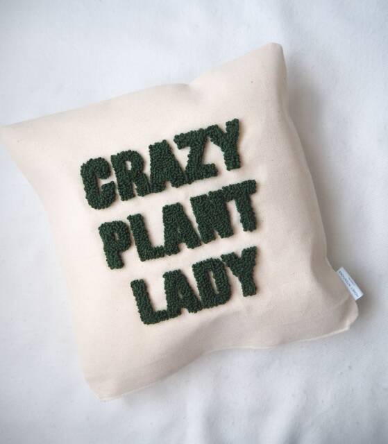 Quote Punch Cushion Cover, Crazy Plant Lady, Funny Throw Pillow, Letter Quotes About Life, Needle, Unique Pillow - image 1